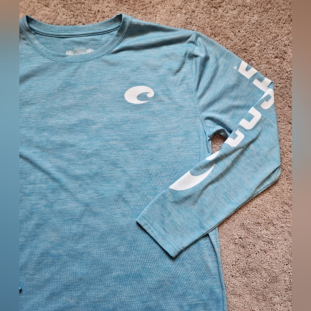 Costa Mens TECHNICAL CATONIC CREW blue shirt size Large Nautical Boating Fishing